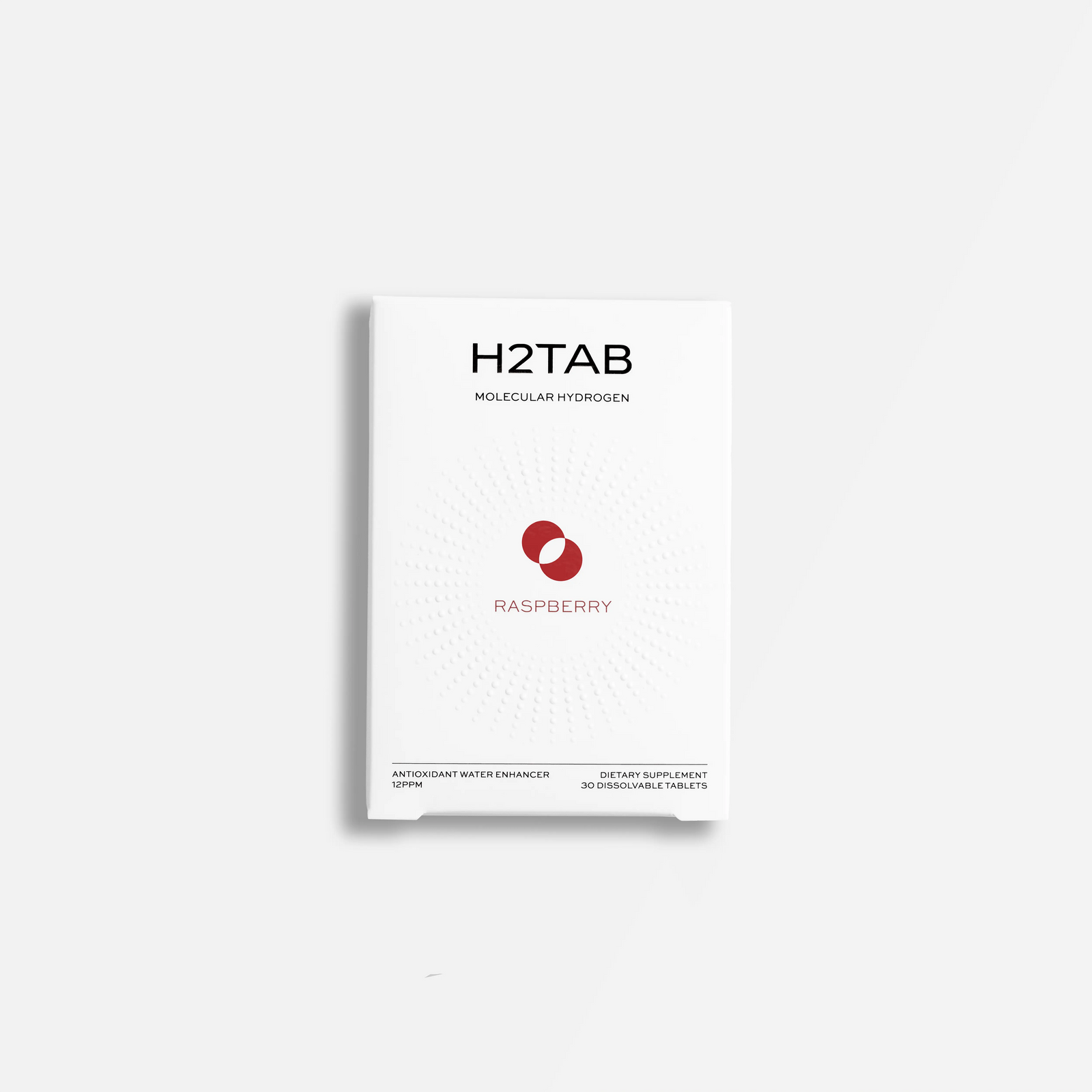 Hydrogen Water Tablets H2 Tab - Raspberry packaging on a white background.