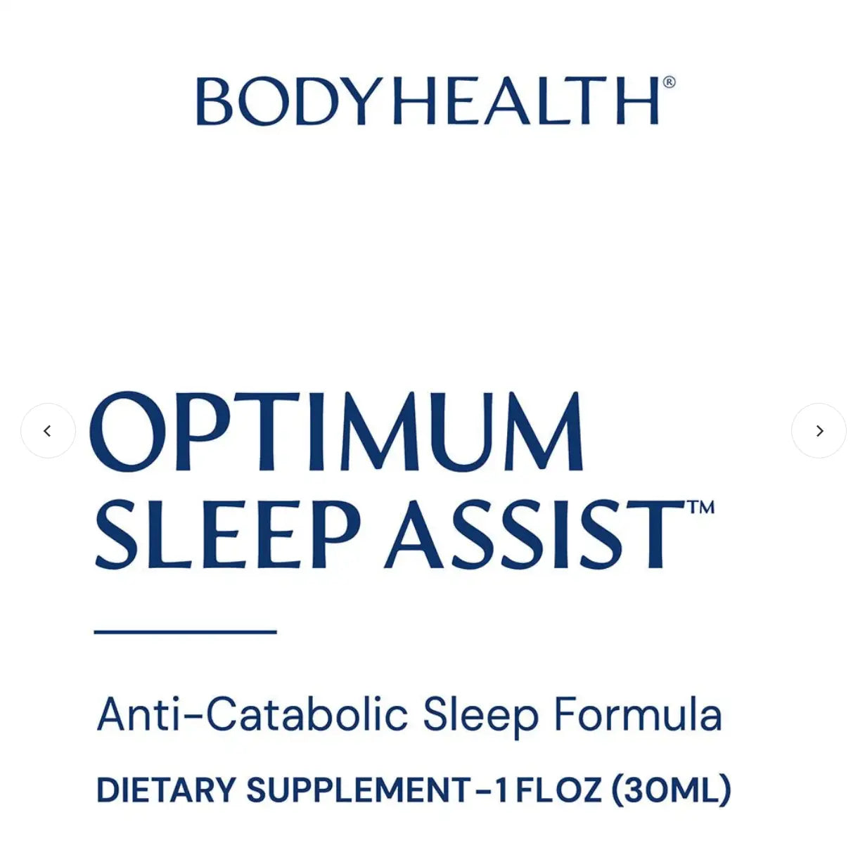 Optimum Sleep Assist dietary supplement label from BodyHealth designed for relaxation and nighttime comfort.