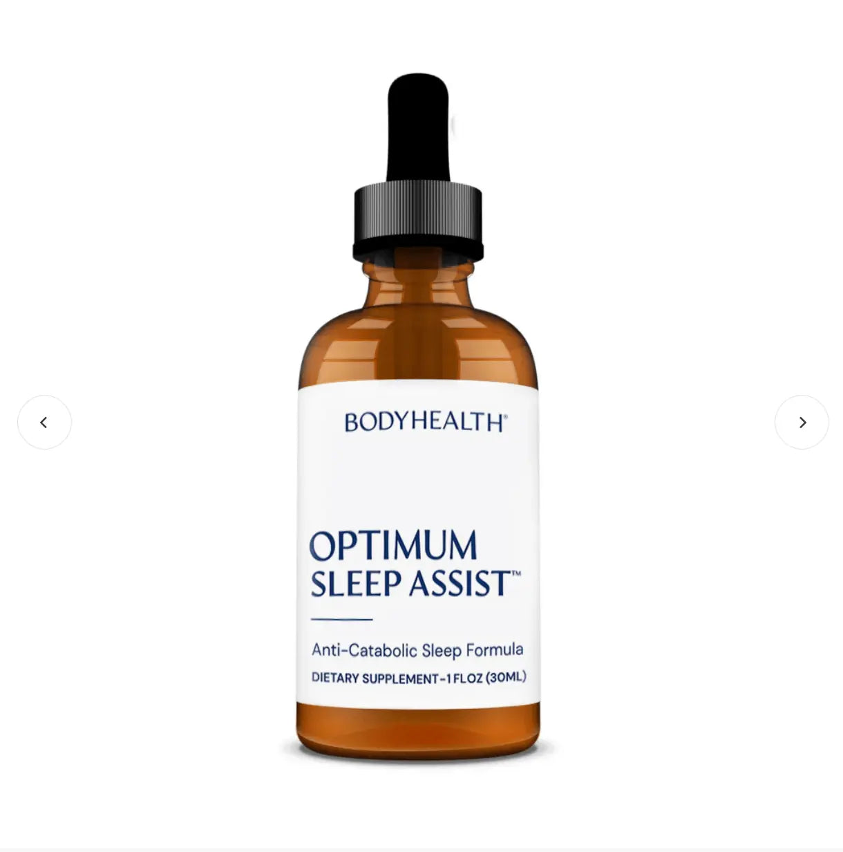 Bottle of Optimum Sleep Assist dietary supplement by BodyHealth for a restful night's sleep.