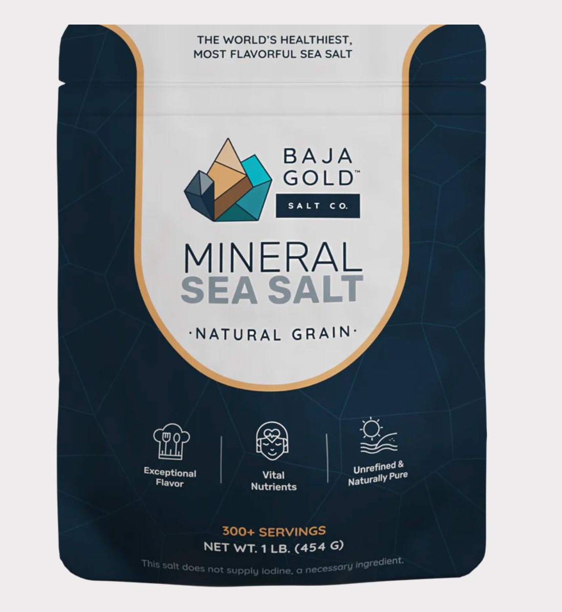 Baja Gold Mineral Sea Salt – Natural Grain (1lb / 454g)