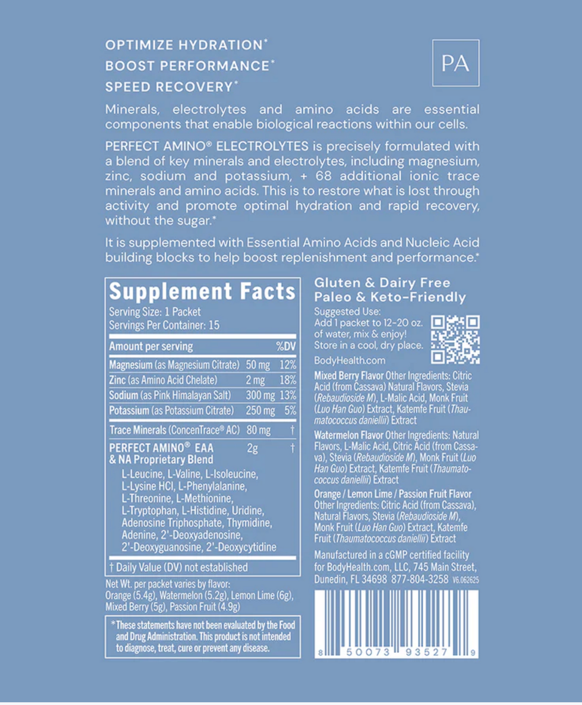 Perfect Amino Electrolytes Travel Packets