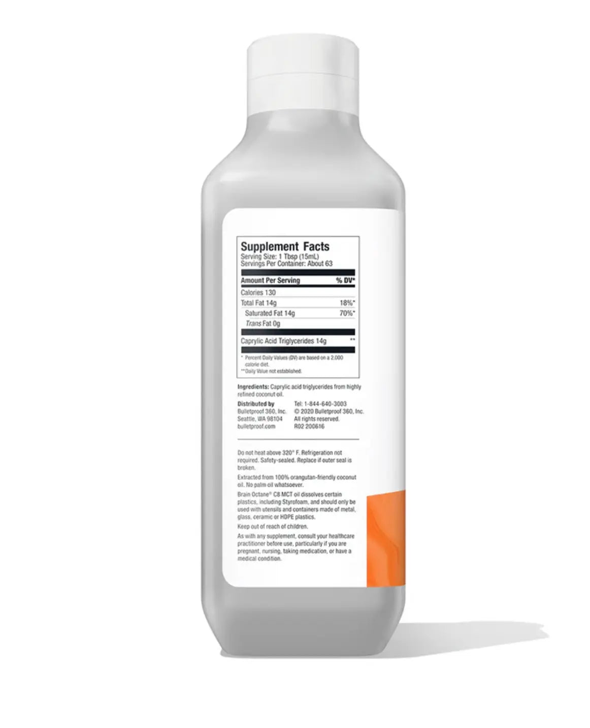 Brain Octane C8 MCT Oil - Pure C8 MCT Oil Supplement Facts and nutritional information