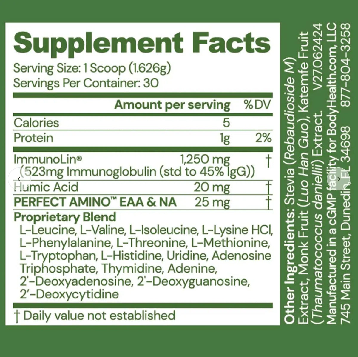 Supplement facts for Gut Restore dietary supplement focusing on digestive health and wellness.