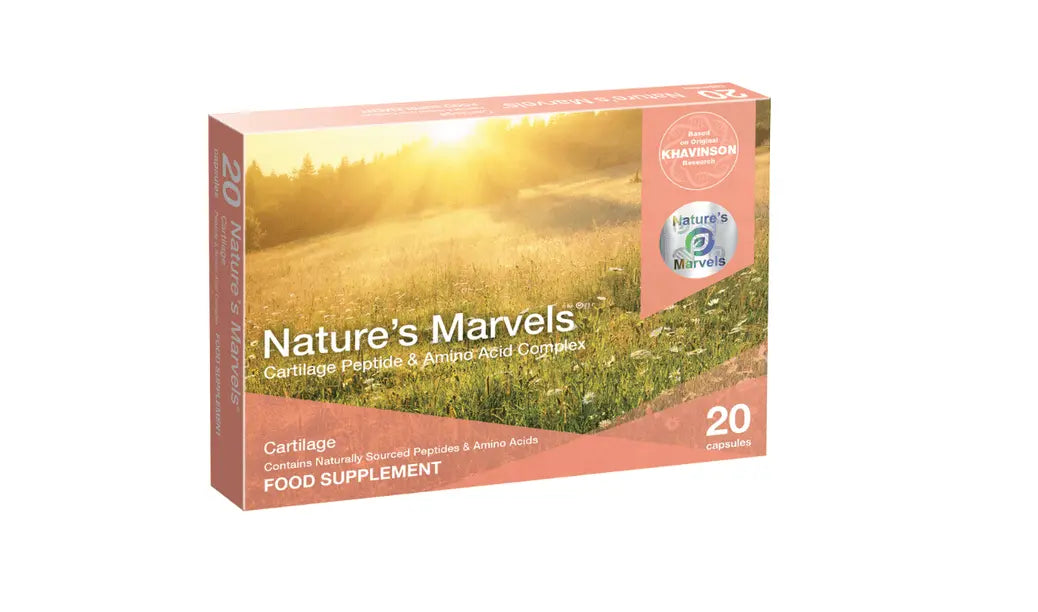 Nature's Marvels Cartilage Bioregulator dietary supplement box with amino acid complex, 20 capsules
