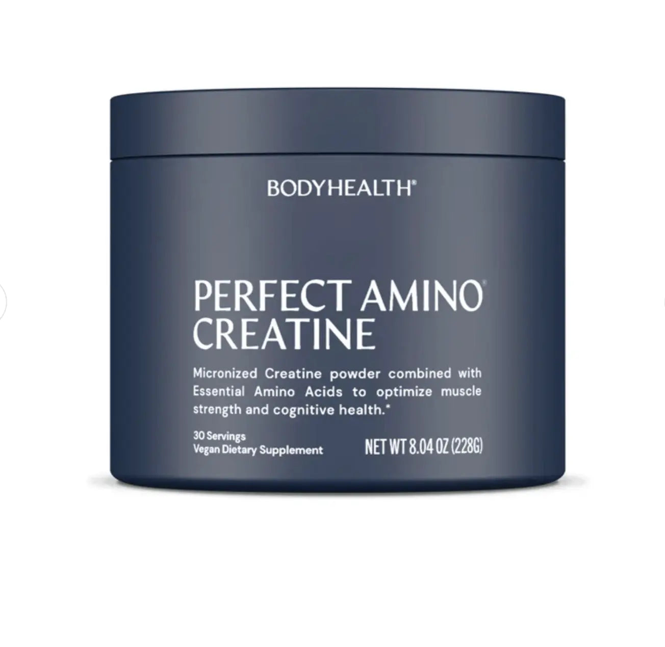 Perfect Amino Creatine canister showcasing micronized creatine for muscle and cognitive health.