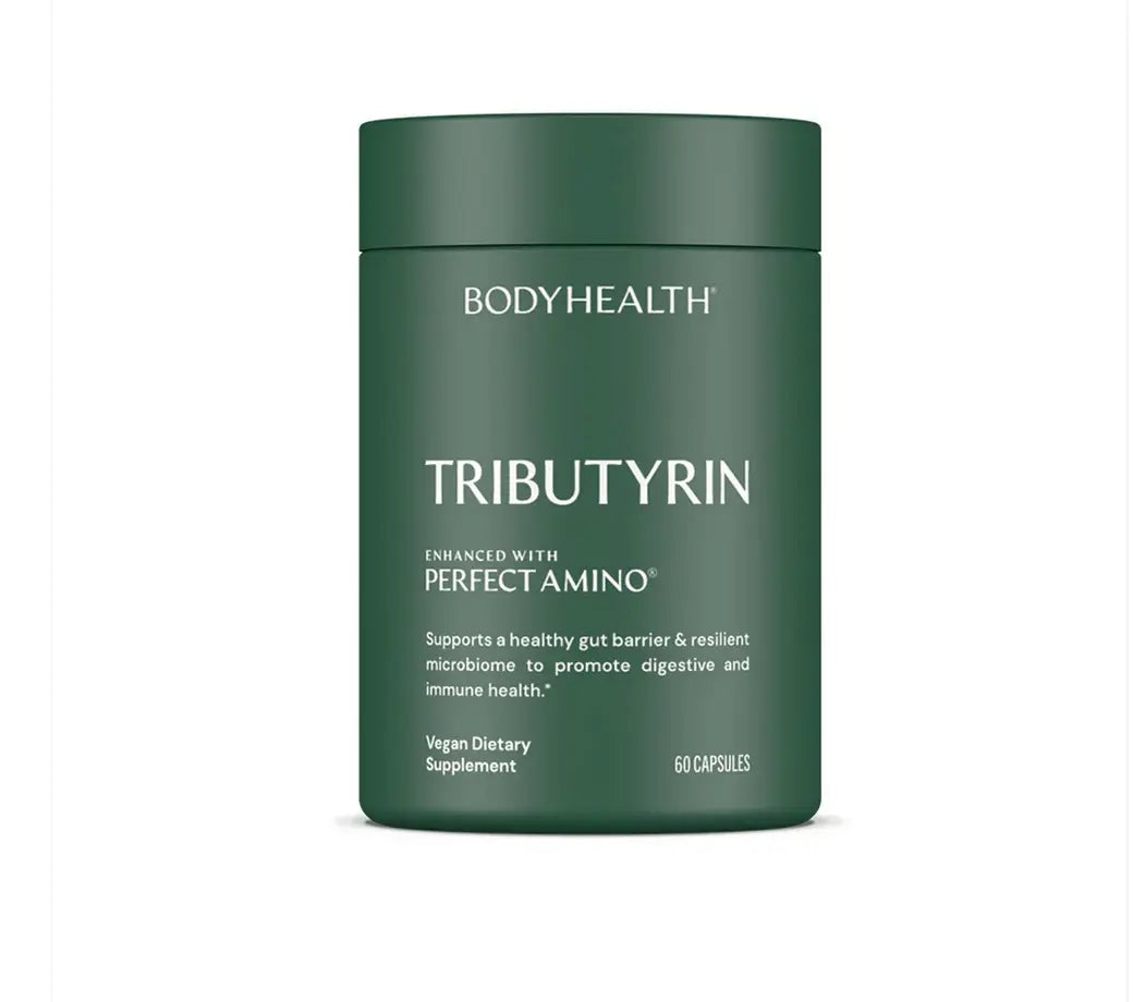 Tributyrin by Bodyhealth USA 60 capsules vegan dietary supplement for gut and immune health.